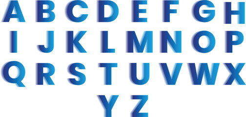 Blue uppercase alphabet from A to Z. Clean sans serif typography for education and branding projects. Professional vector letter set for print and digital use.