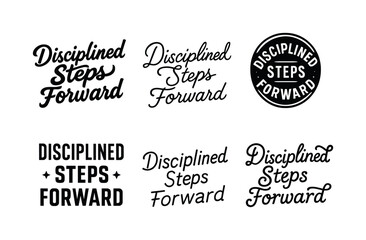 Obraz premium Harmonious Lettering Grid. Disciplined steps forward. Set lettering. harmonious lettering variations of the same emblematic concept, each with different