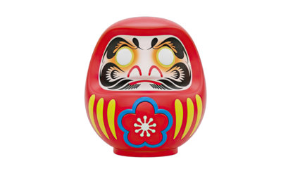 Red Daruma Doll with Flower Emblem