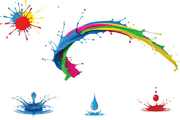 Obraz premium Vibrant rainbow splash art with colorful ink drops