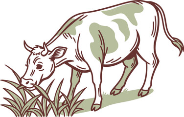 Cow Eating Green Grass In Field. Grazing Cow In Green Field. Cow Feeding On Fresh Grass. Farm Cow Grazing In Meadow. Cow In Pasture Eating Grass. Rural Cow Grazing Scene. Healthy Cow Eating Grass