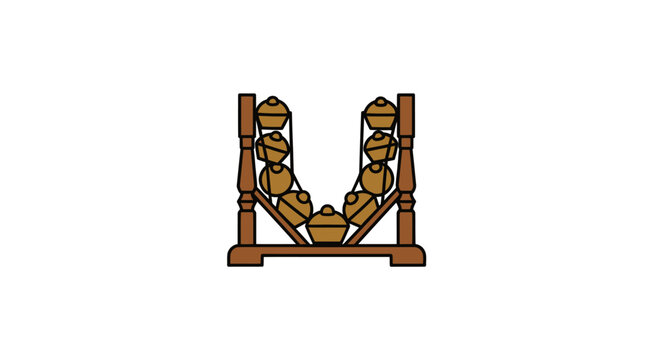 Bonang: Traditional Javanese Gamelan Instrument with Bronze Kettle Gongs.