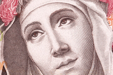 Isabel Flores de Oliva a closeup portrait from Peruvian money