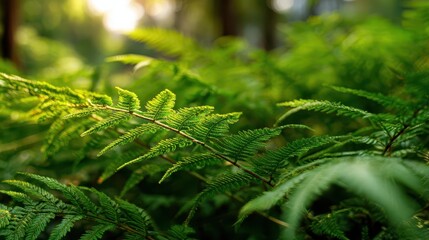 Close-up of emerald fern leaves creating a textured botanical backdrop
