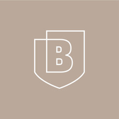b letter shield protection security logo vector icon illustration