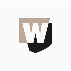 w letter shield protection security logo vector icon illustration