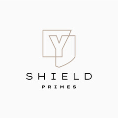 y letter shield protection security logo vector icon illustration