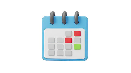 3D Calendar Icon with Highlighted Dates