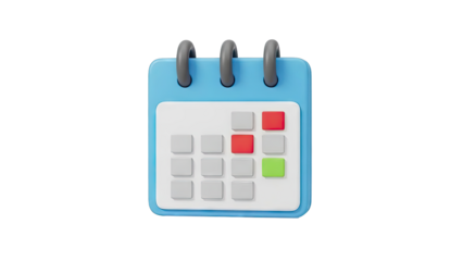 3D Calendar Icon with Highlighted Dates