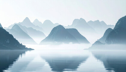 Surreal Misty Landscape Between Dream and Reality with Soft Light, AI generated