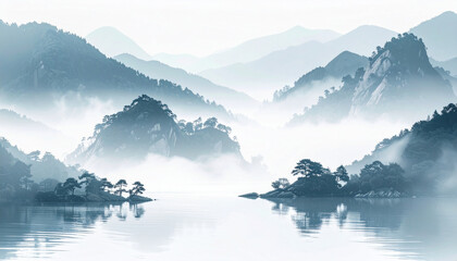 Surreal Misty Landscape Between Dream and Reality with Soft Light, AI generated