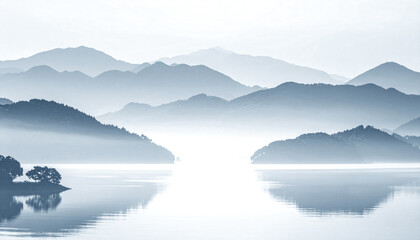 Surreal Misty Landscape Between Dream and Reality with Soft Light, AI generated