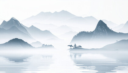 Surreal Misty Landscape Between Dream and Reality with Soft Light, AI generated