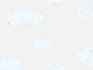 Minimalist abstract white clouds pattern with impasto oil paint texture on white paper