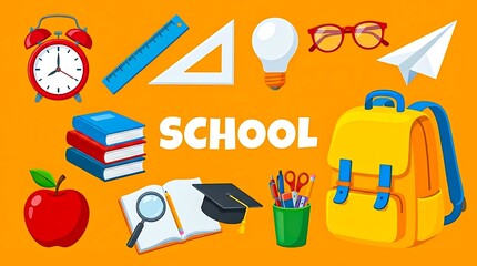 Back to school education supplies illustration backg
