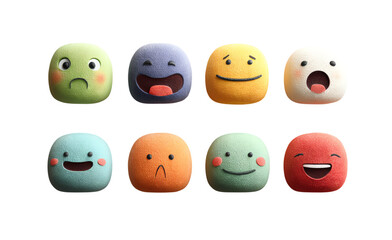 A collection of colorful emoji faces expressing various emotions and moods.