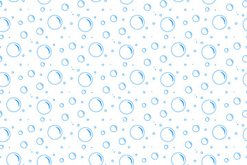 Bubbles soda seamless pattern. Сarbonated blue water texture