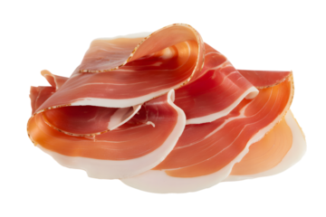 thin slices of prosciutto, a gourmet food delicacy . Isolated on transparent background, png