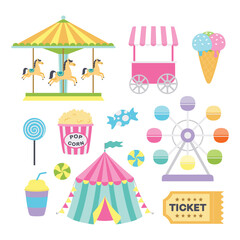set of amusement park elements