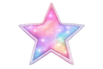 Obraz premium Star symbol with glowing pastel galaxy colors and glitter texture, ideal for dreamy cosmic and celestial themes