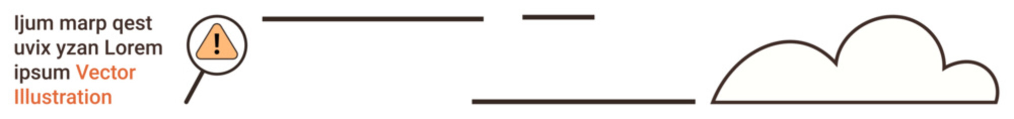 Data security, cloud computing, error detection, digital analysis, risk management, information processing. Magnifying glass over warning sign and text with cloud. Data security and cloud computing © robu_s