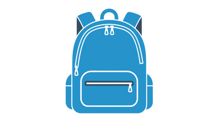 Blue Backpack with White Outlines and Zipper Details.