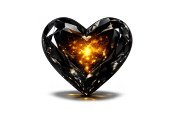 Glowing Gemstone Heart with transparent background, Dark Valentine Design