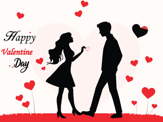 Loving couple embrace in a magical starry atmosphere with glowing particles, vector illustration