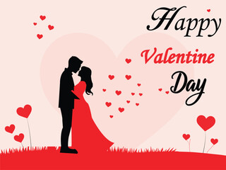 Loving couple embrace in a magical starry atmosphere with glowing particles, vector illustration