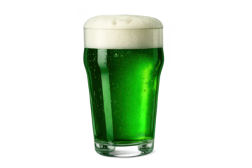 Pint of Green Beer on a transparent background, perfect St Patrick's.