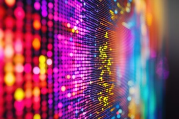 Bright and colorful digital design with vibrant dots illuminating a dark background