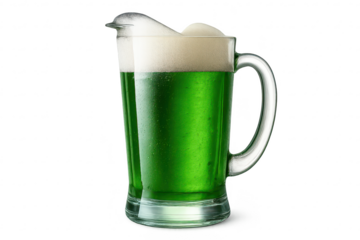 Two mugs of green beer on transparent background, St. Patrick's Day