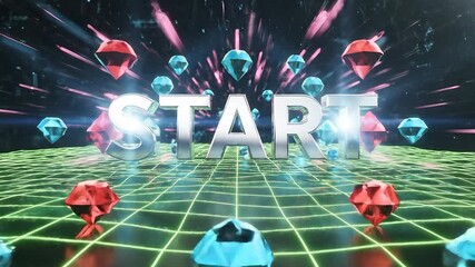 A vibrant and dynamic 3D rendering of the word START illuminated with bright neon pink light standing prominently on a futuristic green glowing grid floor symbolizing new beginnings gaming and digita. - Powered by Adobe