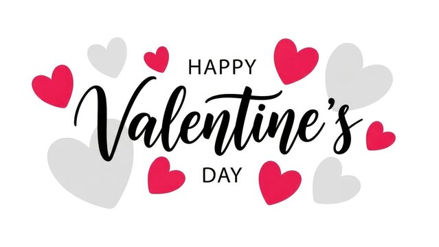 Happy valentines day greeting with hearts on white background for love and romance