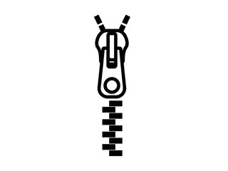 Stylized Zipper Icon in Black and White with Slider and Interlocking Teeth