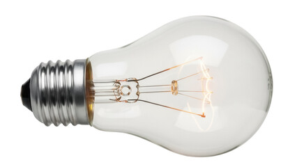 Clear glass incandescent light bulb PNG isolated on transparent background, vintage electric lamp for lighting and decoration