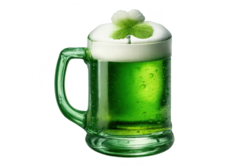Green Beer with Shamrock, transparent background St. Patrick's Day vibe