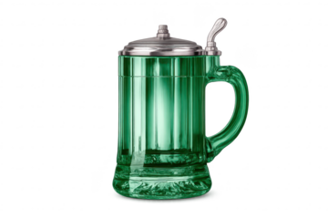 Green beer stein with a lid on a transparent background isolated object