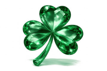 Shiny green Shamrock with transparent background for St. Patrick's Day