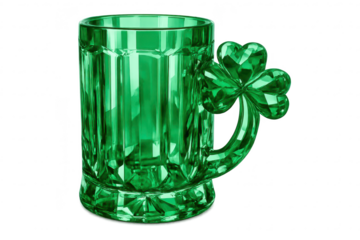 Green Shamrock Beer Stein on transparent background, St. Patrick's Day