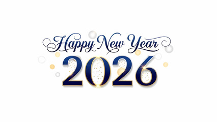 Navy Gold Elegant 2026 New Year Script, PNG With Alpha Channel