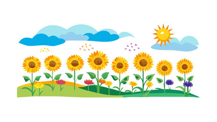 Sunflower field under a clear sky