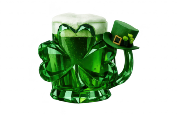 St. Patrick's Day Green Beer Glass with transparent background image