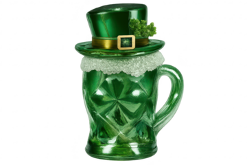 St. Patrick's Day mug with transparent background and Leprechaun hat
