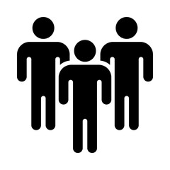 People black icon. Person, group of people, human, team concept. Silhouettes of people. Figures sign, symbol. Isolated on a white or PNG background. Vector illustration. Flat design.