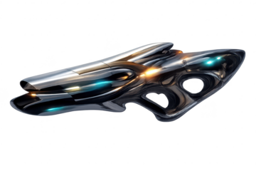 Futuristic Silver Spacecraft with a transparent background, modern design.