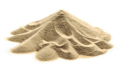 Pile of Fine Sand with Ripples on White Background.