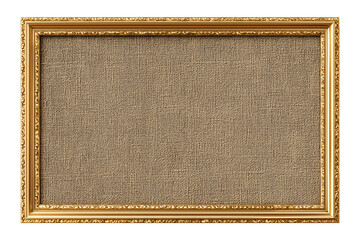 rectangular fabric plaque with woven texture and gold decorative frame