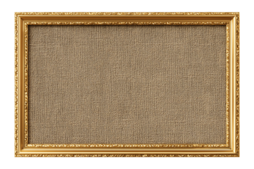 rectangular fabric plaque with woven texture and gold decorative frame