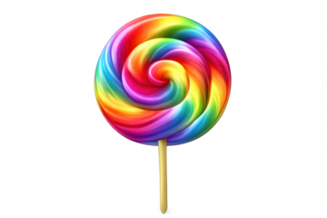 Colorful Swirl Lollipop on transparent background, sweet sugary food